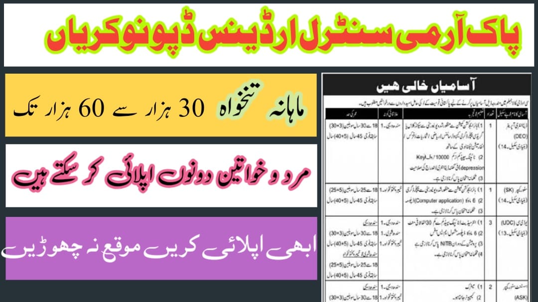 Pak Army Central Ordnance Depot COD Kala Jhelum Jobs 2023