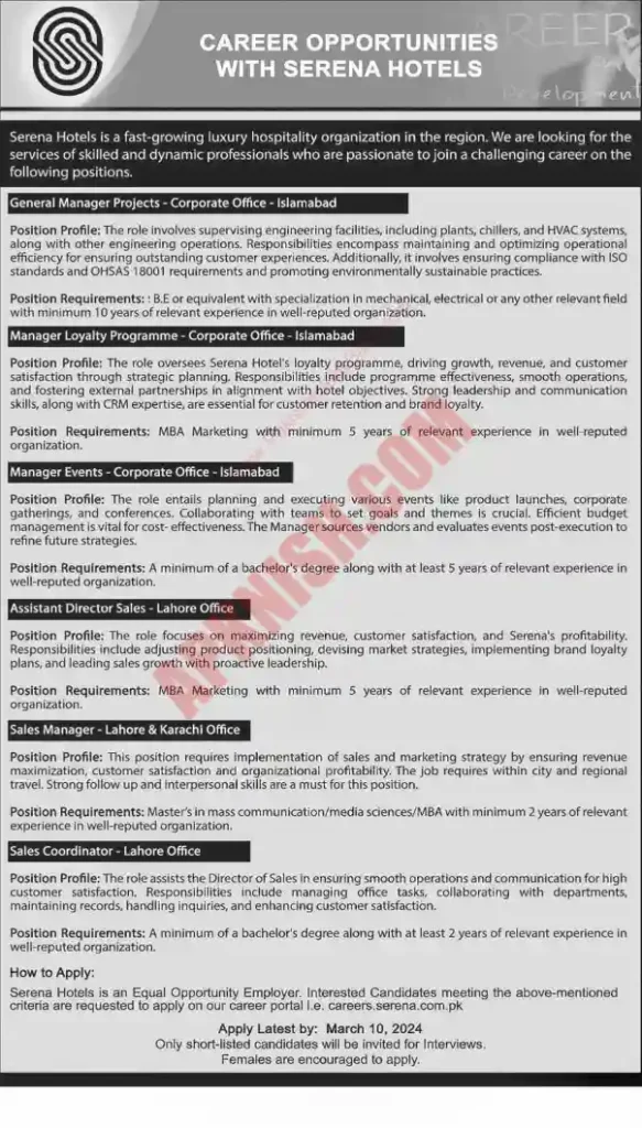 Serena Hotels Jobs 2024